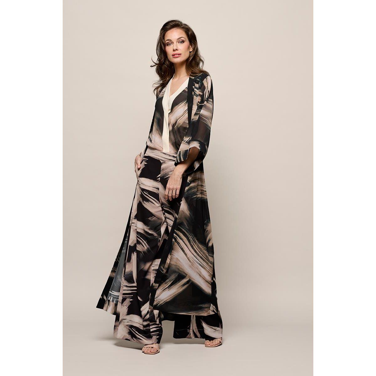 Grafisch bedruckter halbtransparenter Kaftan