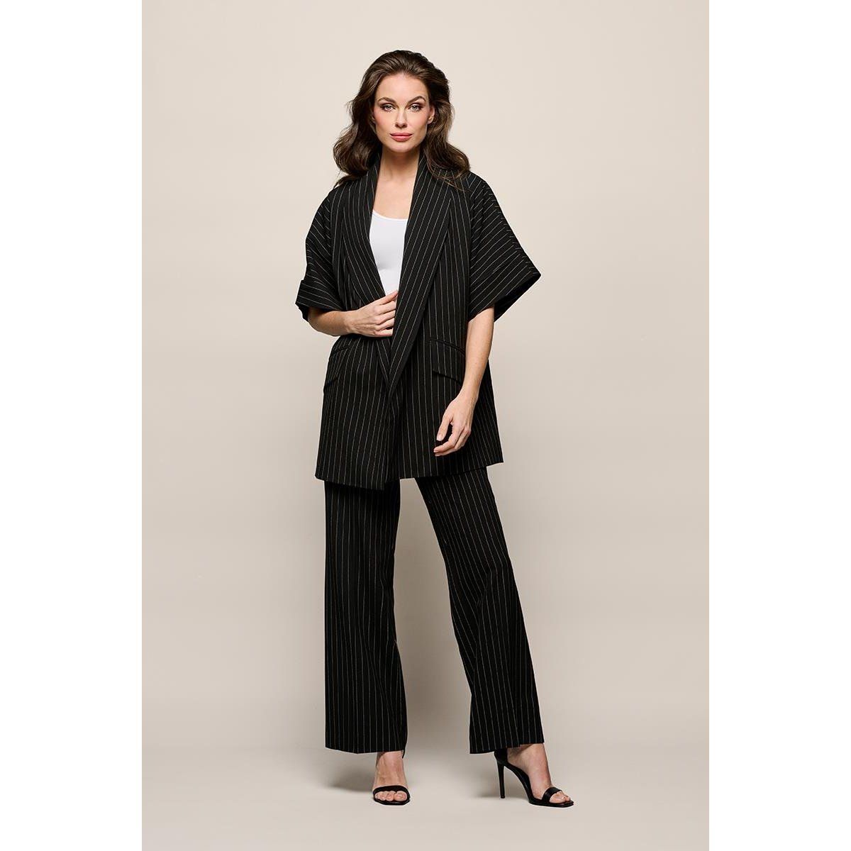 Nadelstreifen Wickel-Kimono-Blazer