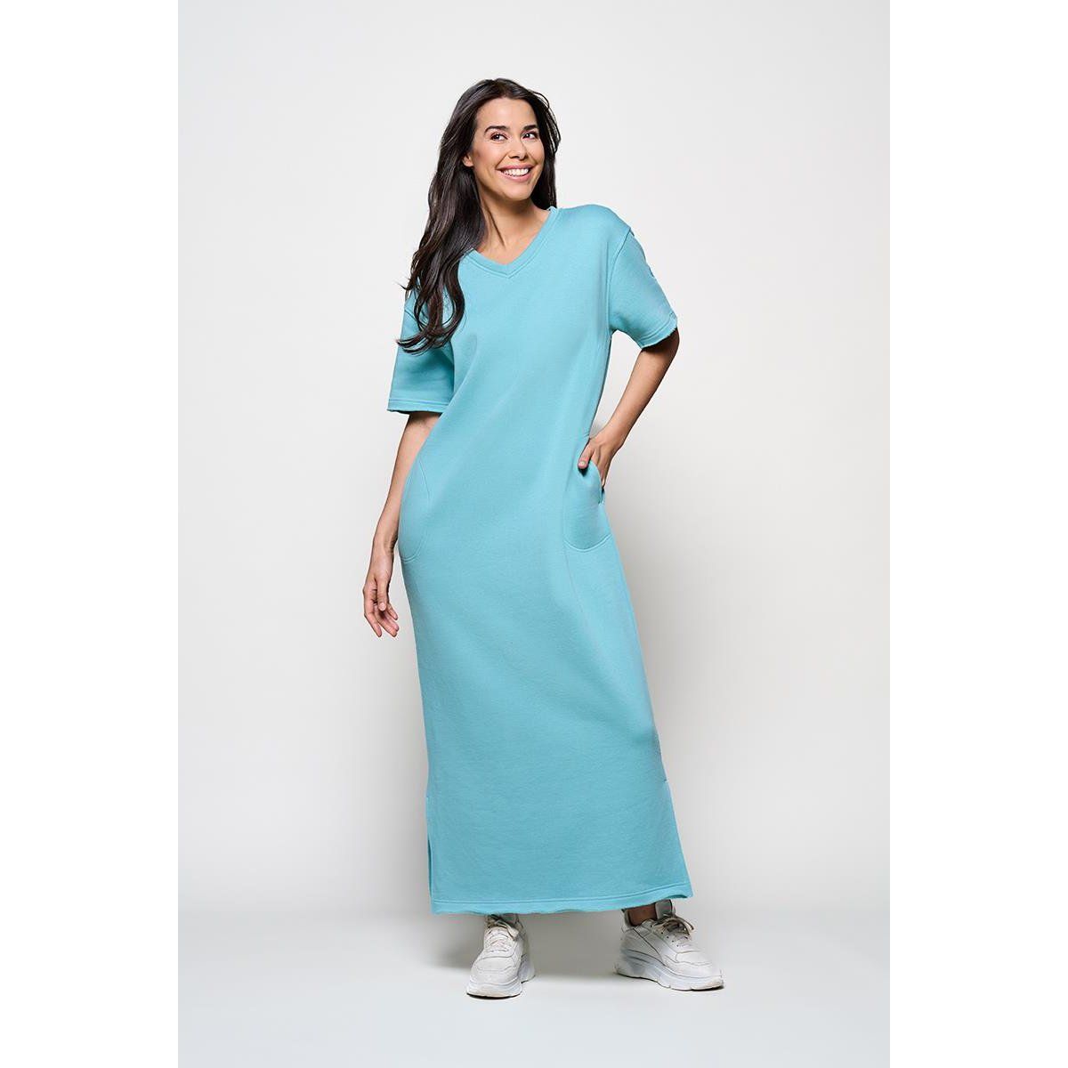 Lässiges V-Ausschnitt Maxi Sweatkleid