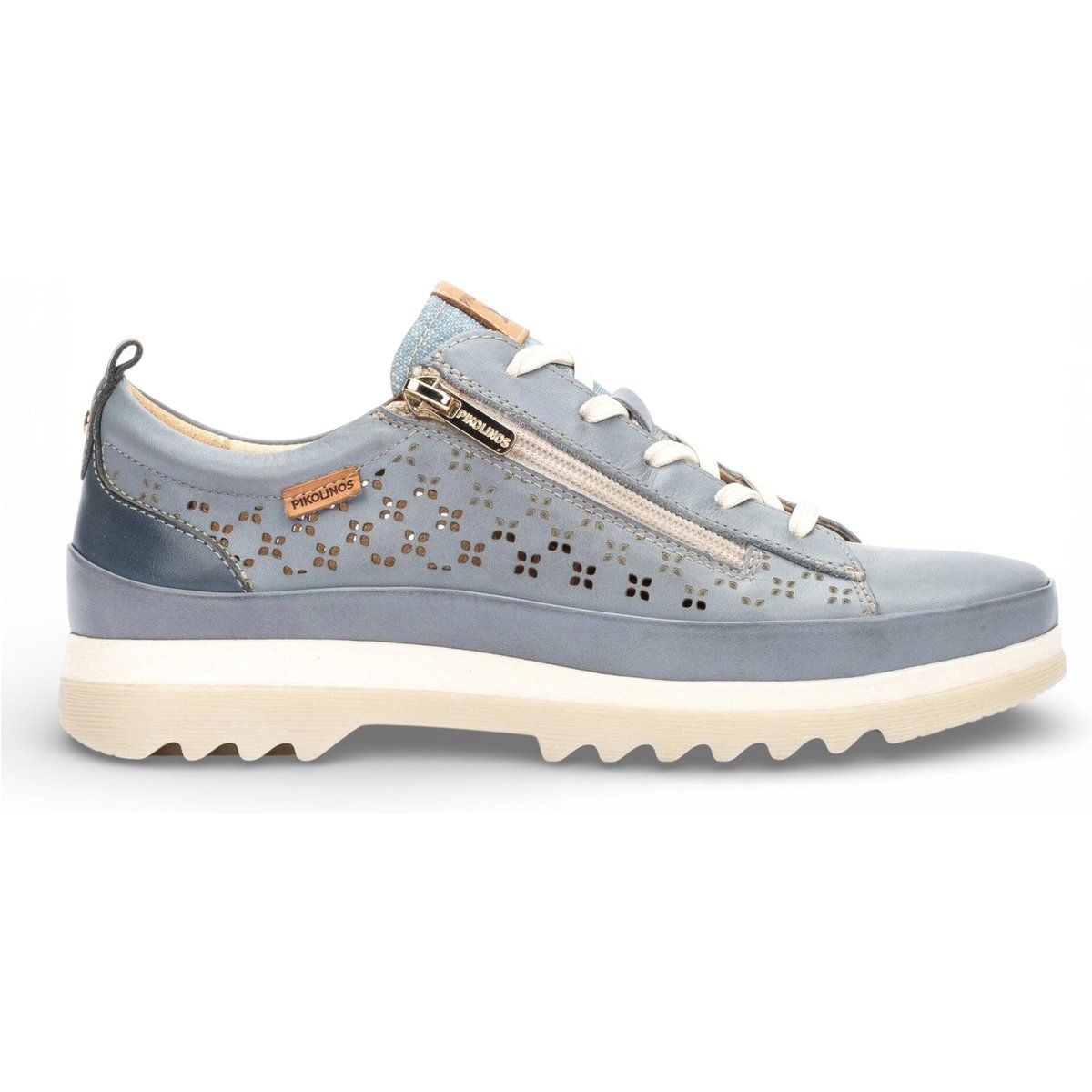 Gelochte Leder-Sneaker mit Reißverschluss