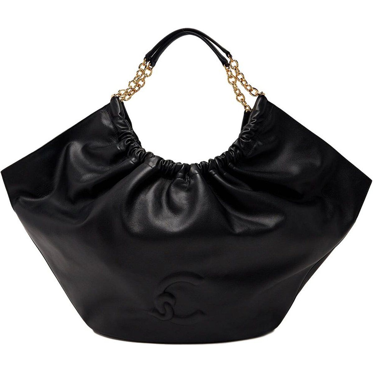 Skulpturale Schultertasche aus gerafftem Leder
