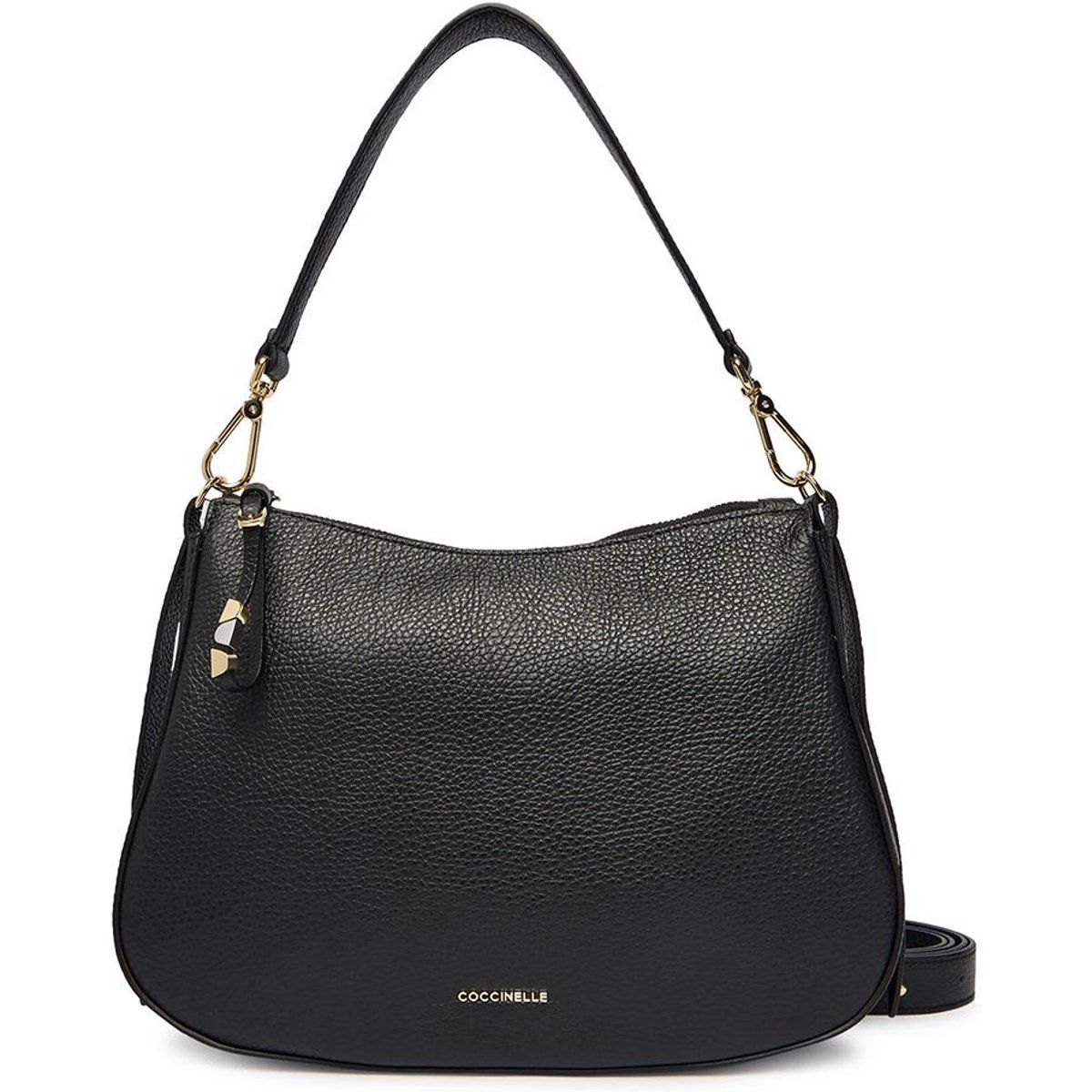 Gekörnte Leder-Schultertasche im Hobo-Stil