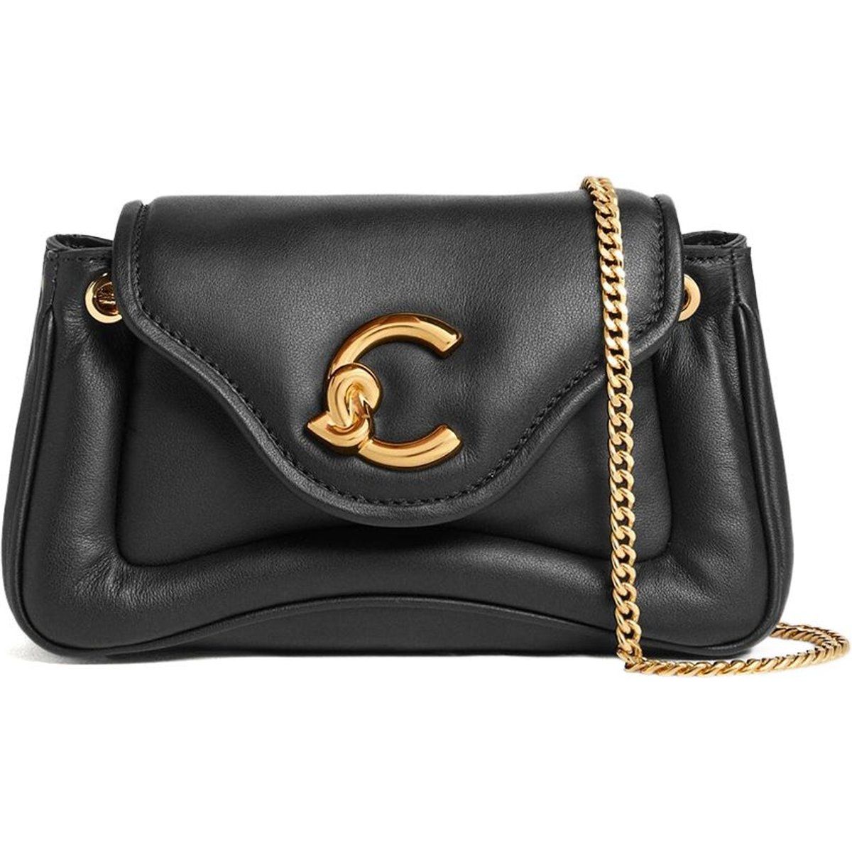 Gepolsterte Mini-Schultertasche aus Leder