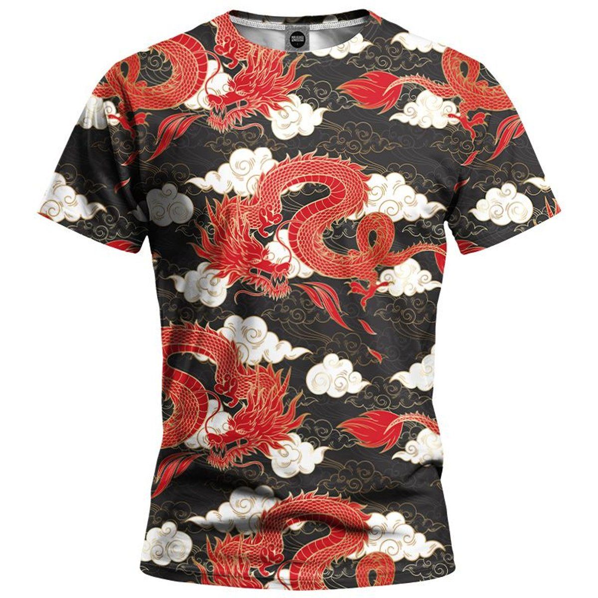 Graphic-T-Shirt mit Allover-Drachenprint