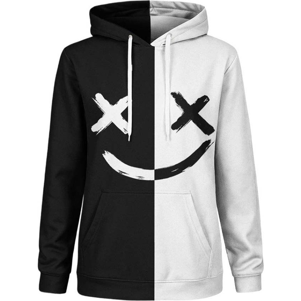 Kapuzenpullover mit geteilter Smiley-Grafik