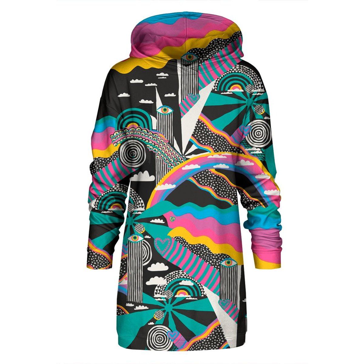 Hoodie-Kleid mit surrealem Landschaftsdruck