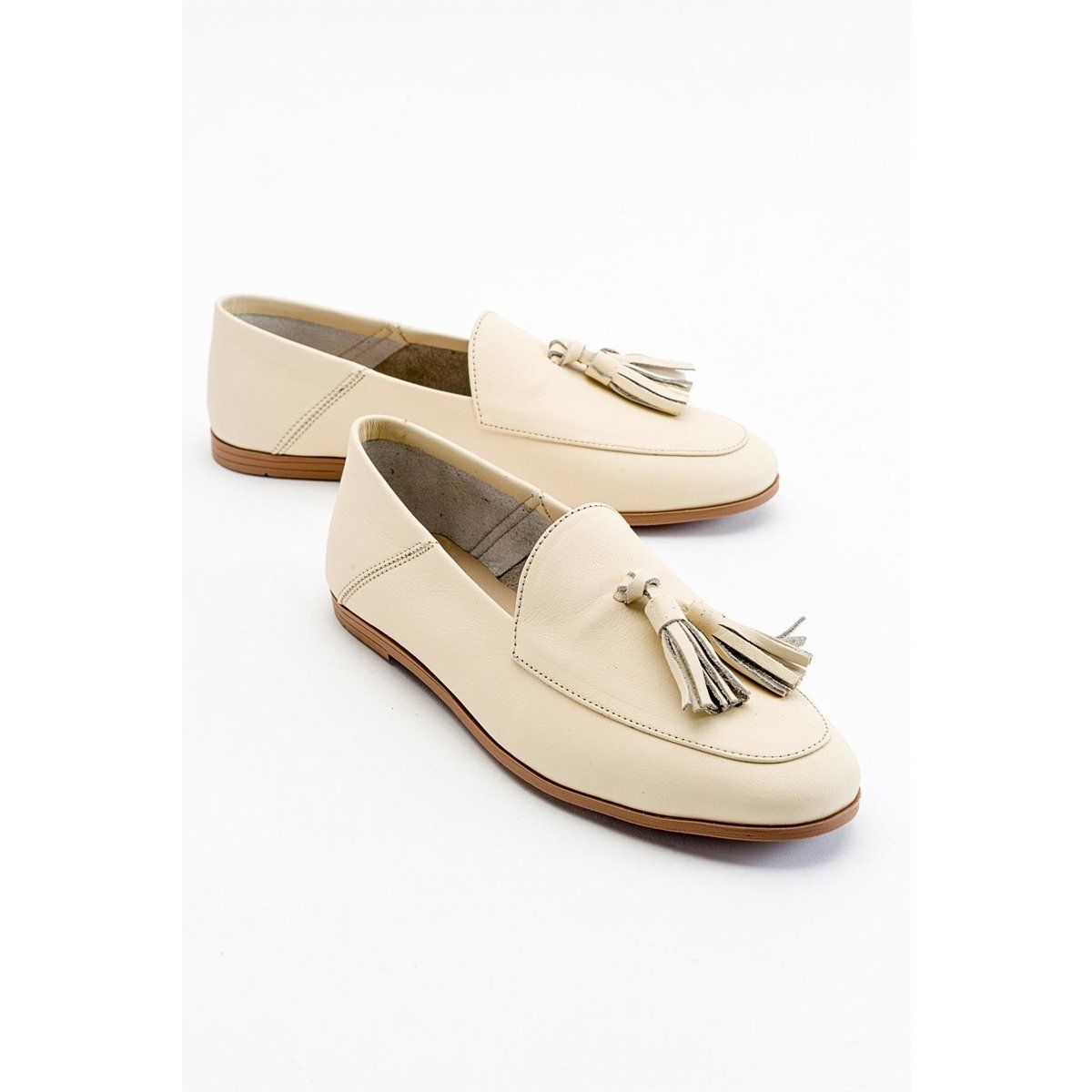 Weiche Leder-Slipper mit Quasten