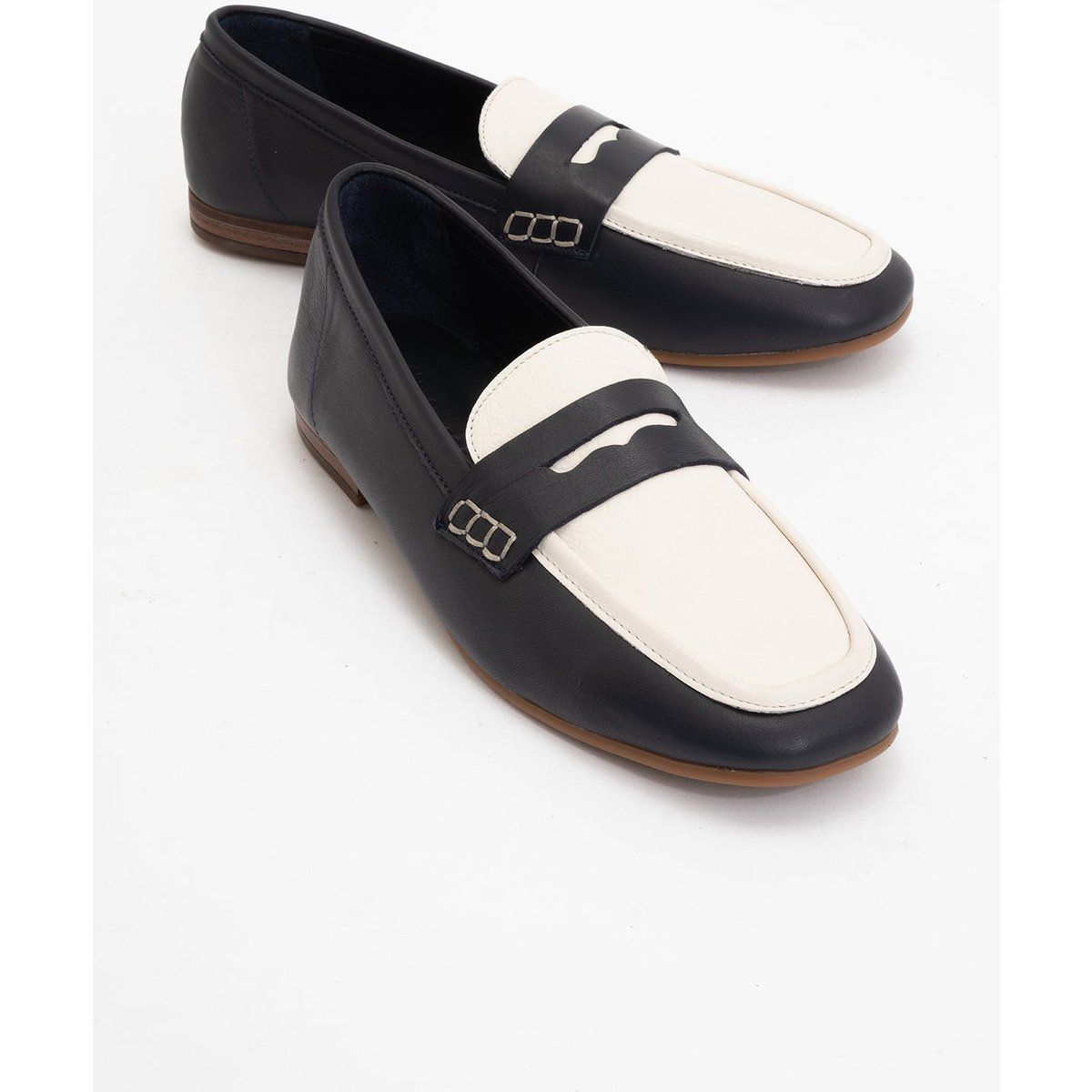 Zweifarbige Leder-Penny-Loafer