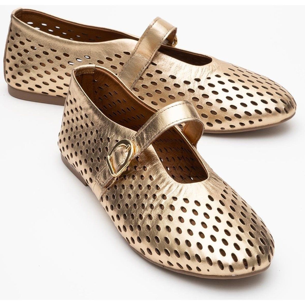 Perforierte Mary Jane Ballerinas