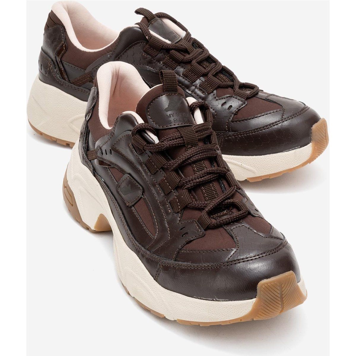 Strukturierte Mesh-Plateau-Sneaker