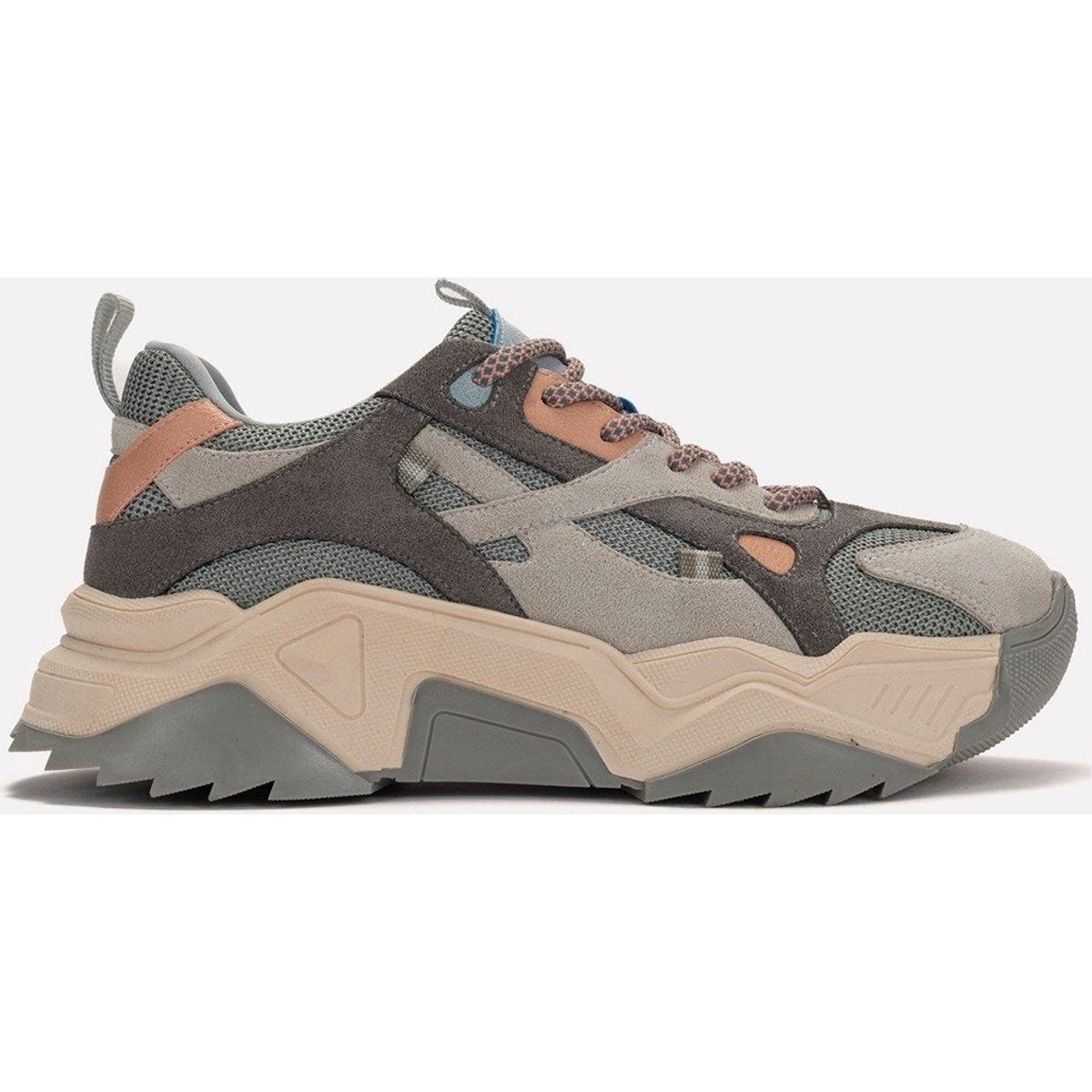 Chunky Plateau-Sneaker im Materialmix