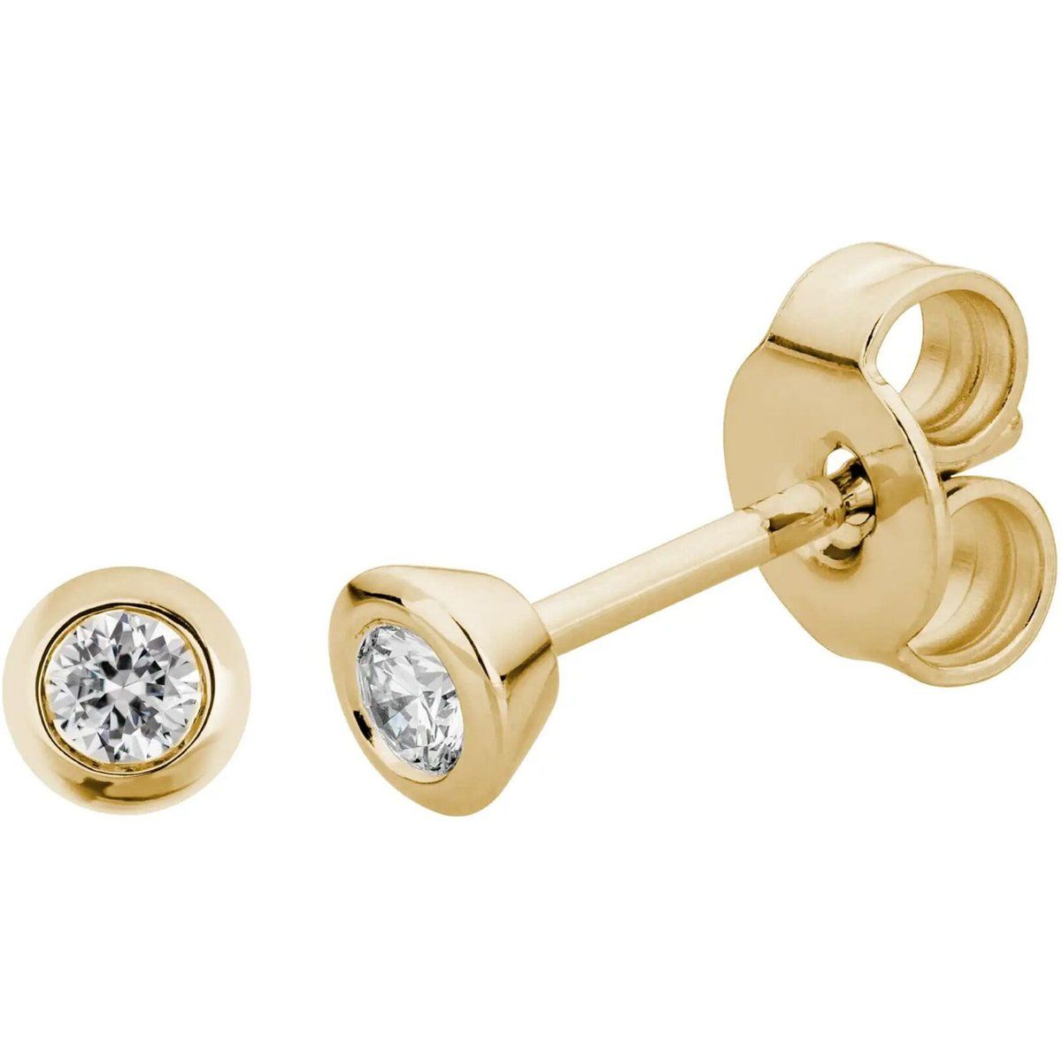Minimalistische Goldohrstecker mit Diamanten
