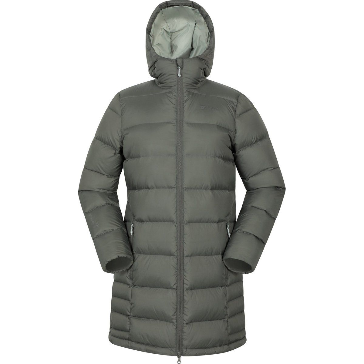 Packbare Lange Kapuzen-Daunenjacke