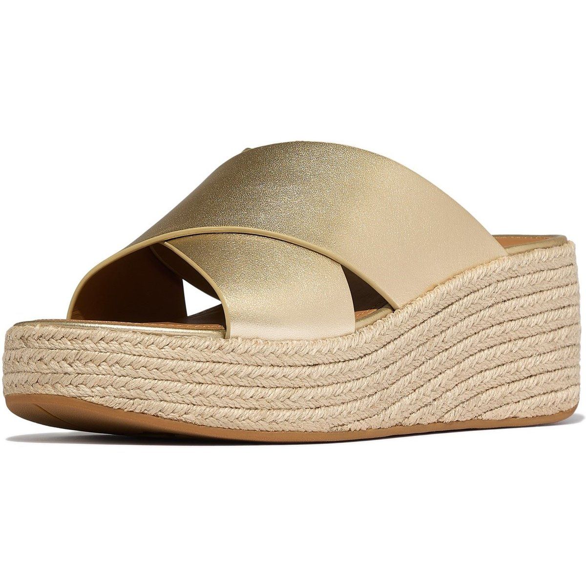 Metallic Plateau-Sandalen mit Kreuzriemen
