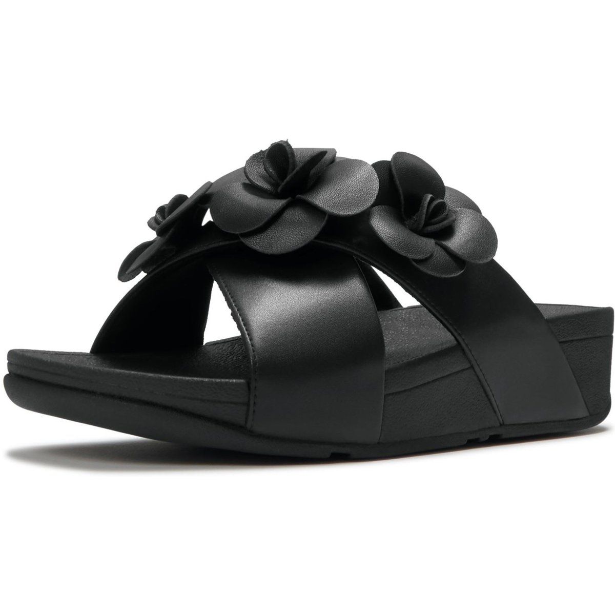 Sandalen mit Blumenapplikationen und Kreuzriemen