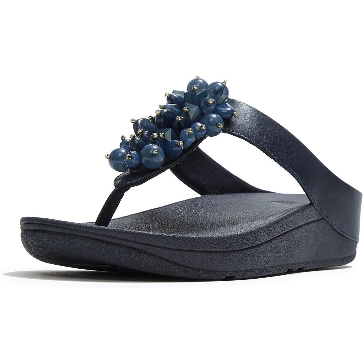 Verzierte Keilsandalen mit Zehensteg