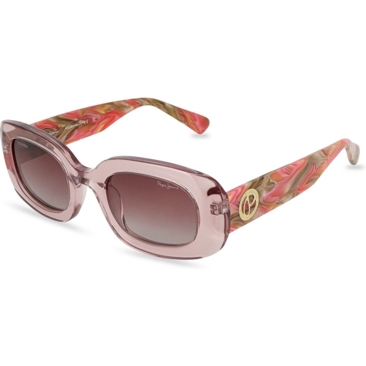 Retro-Rechteck-Sonnenbrille mit Marmorierten Bügeln