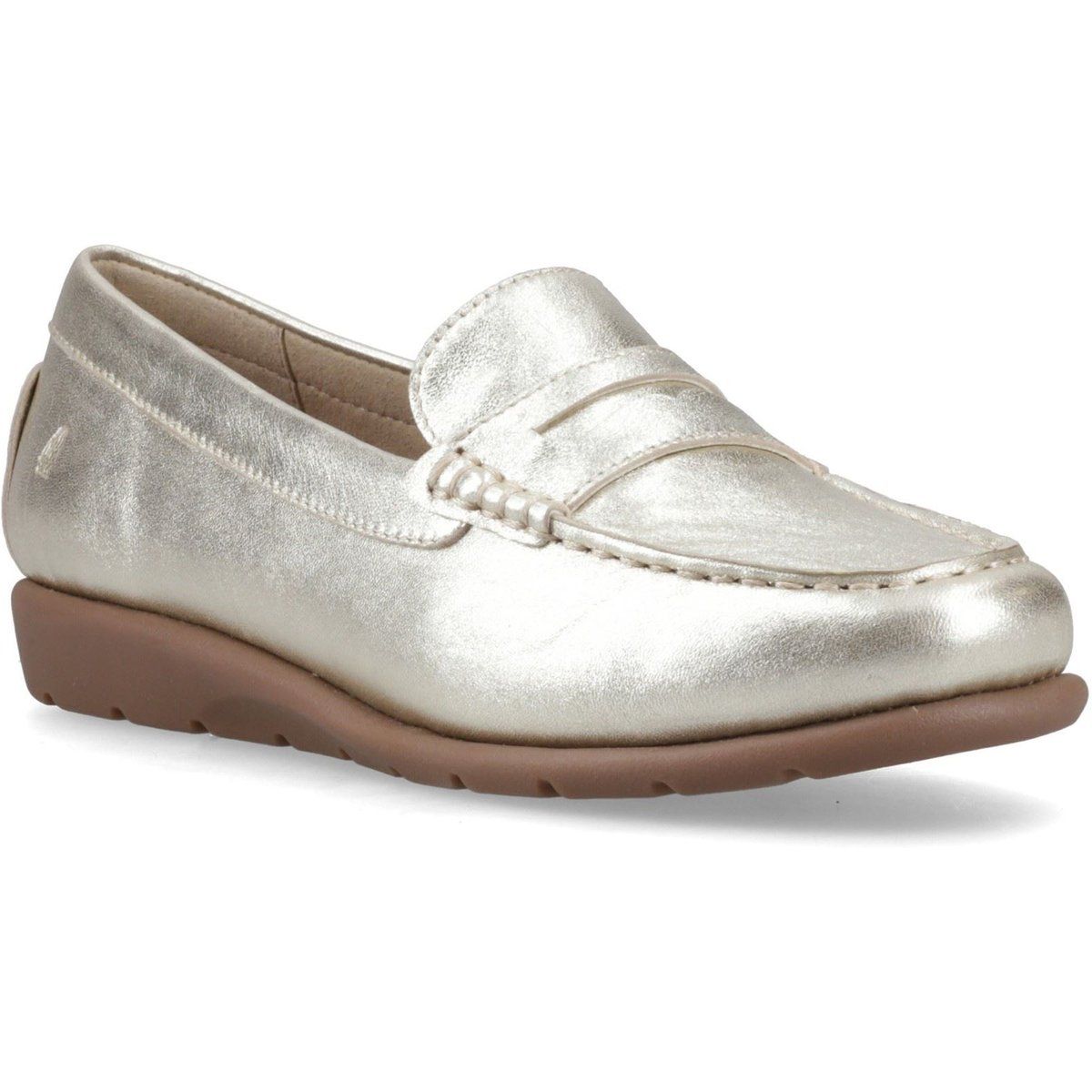 Metallic-Leder-Loafer mit Steg