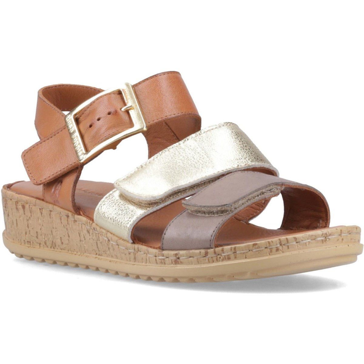 Leder-Keilsandale mit Mehrfachriemen