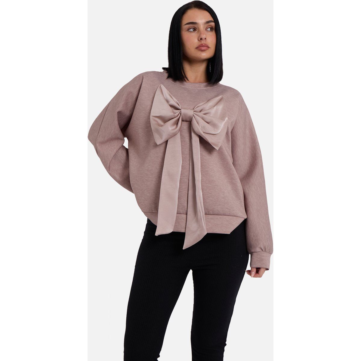 Oversize-Pullover mit Satinschleife