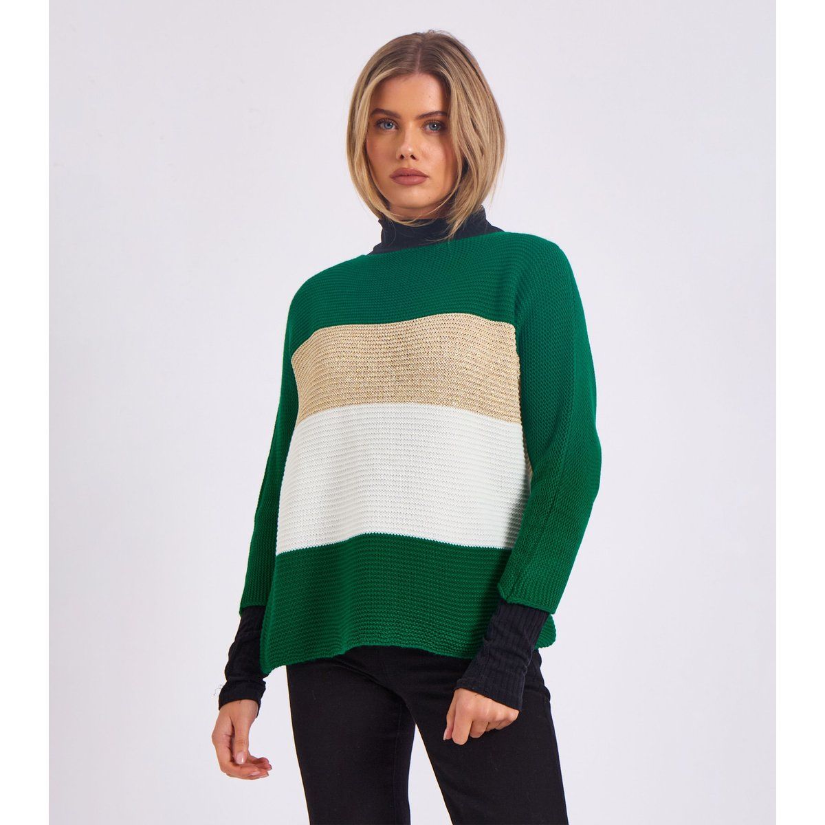 Gestreifter Oversize-Strickpullover