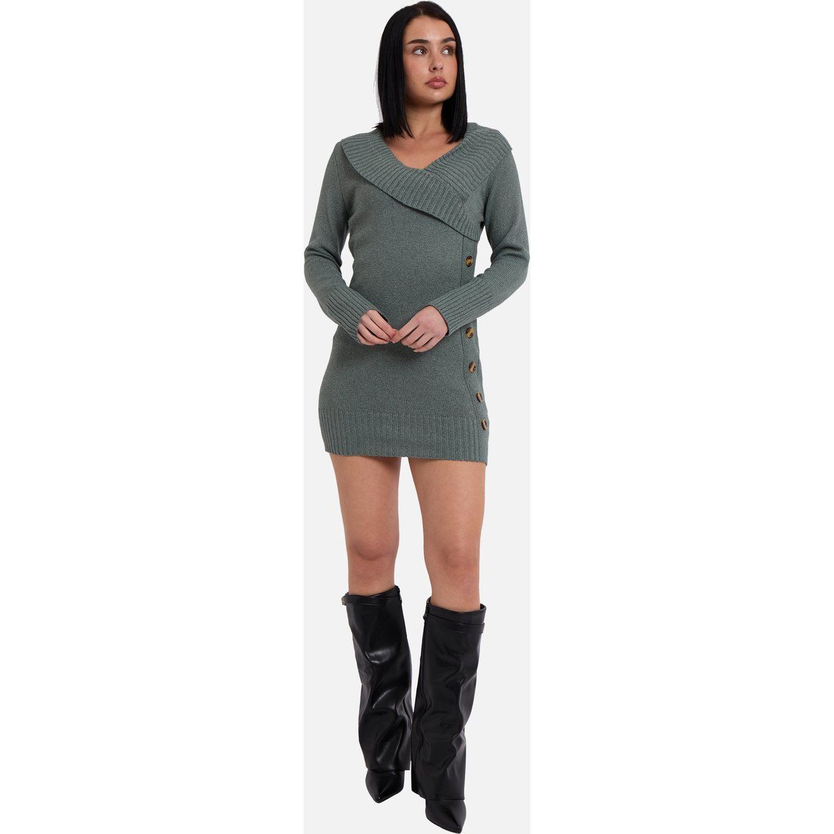 Kurzes Strickkleid in Wickeloptik