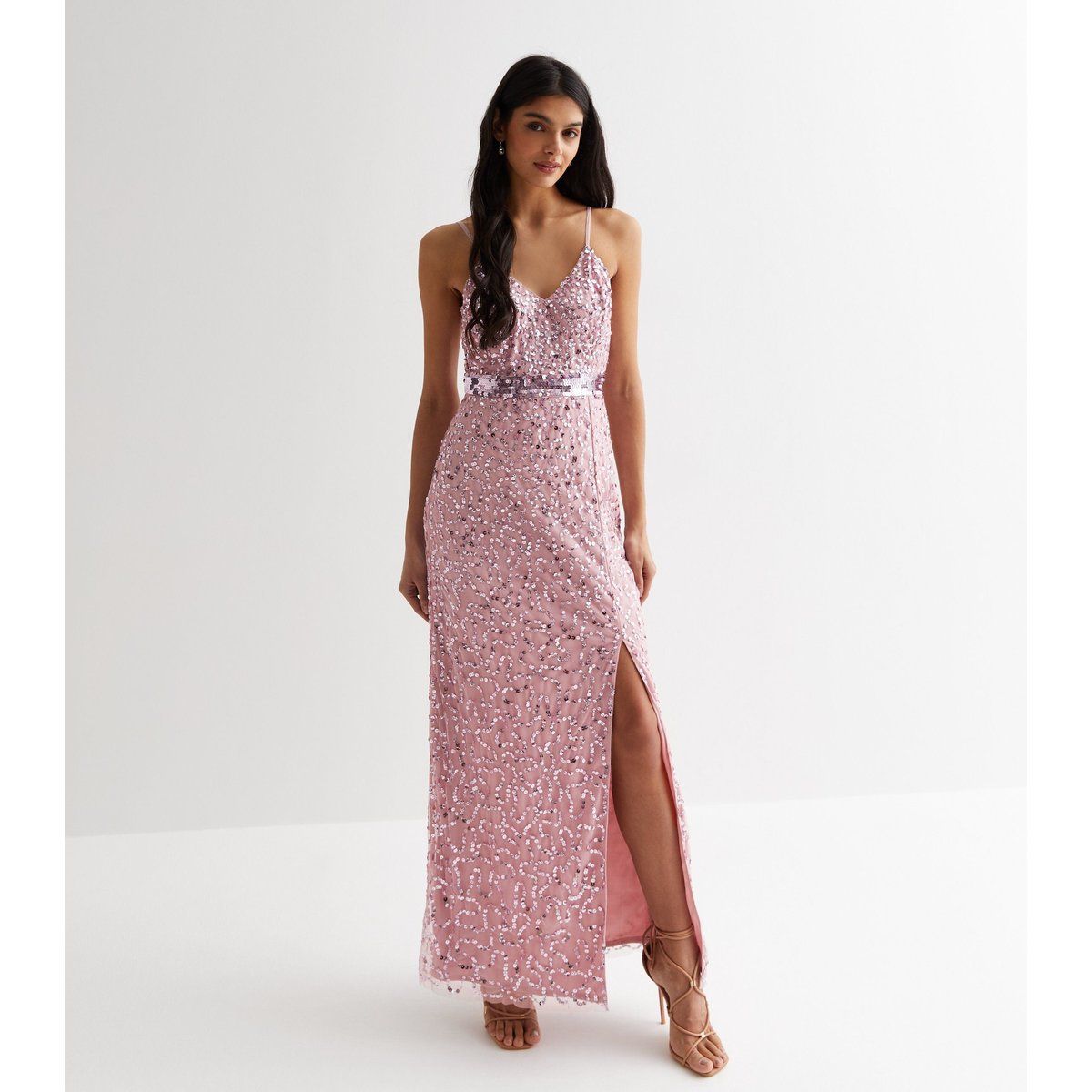 Verziertes Maxikleid mit Pailletten