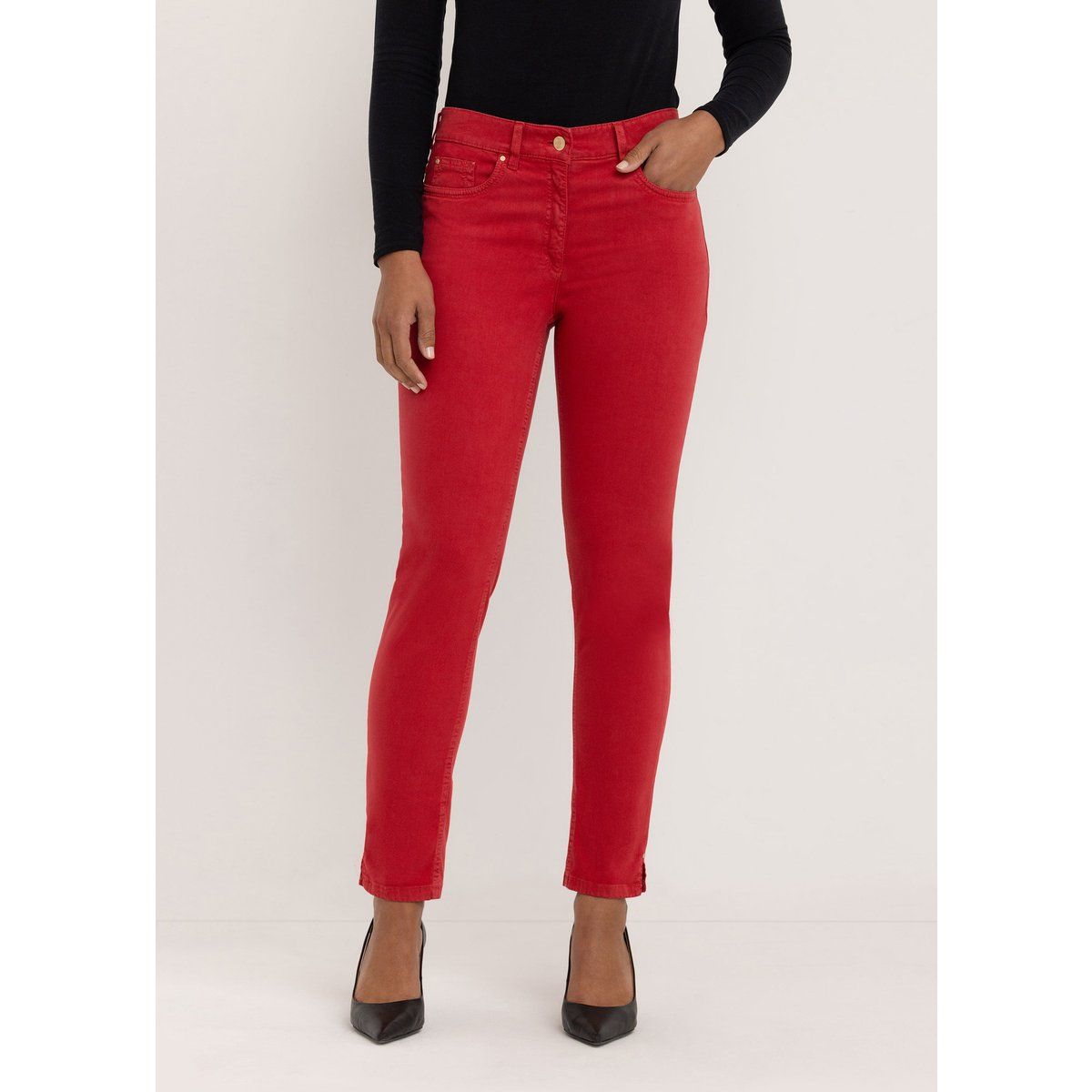 Elegante Baumwollsatin-Hose mit schmalem Bein