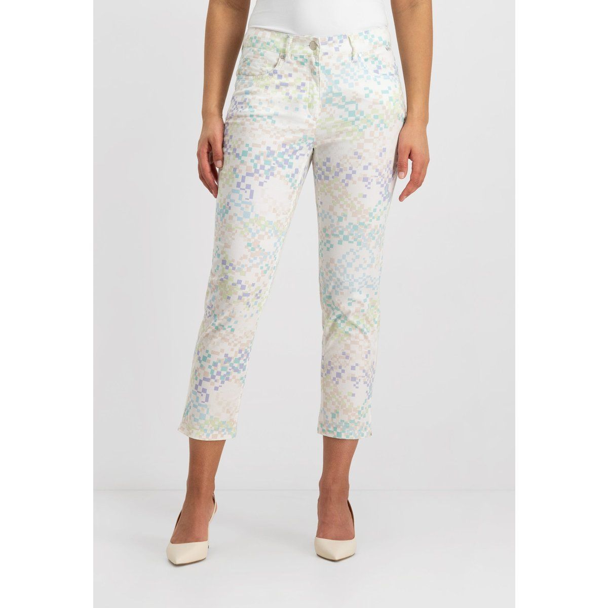 Schmale Jeans mit geometrischem Muster