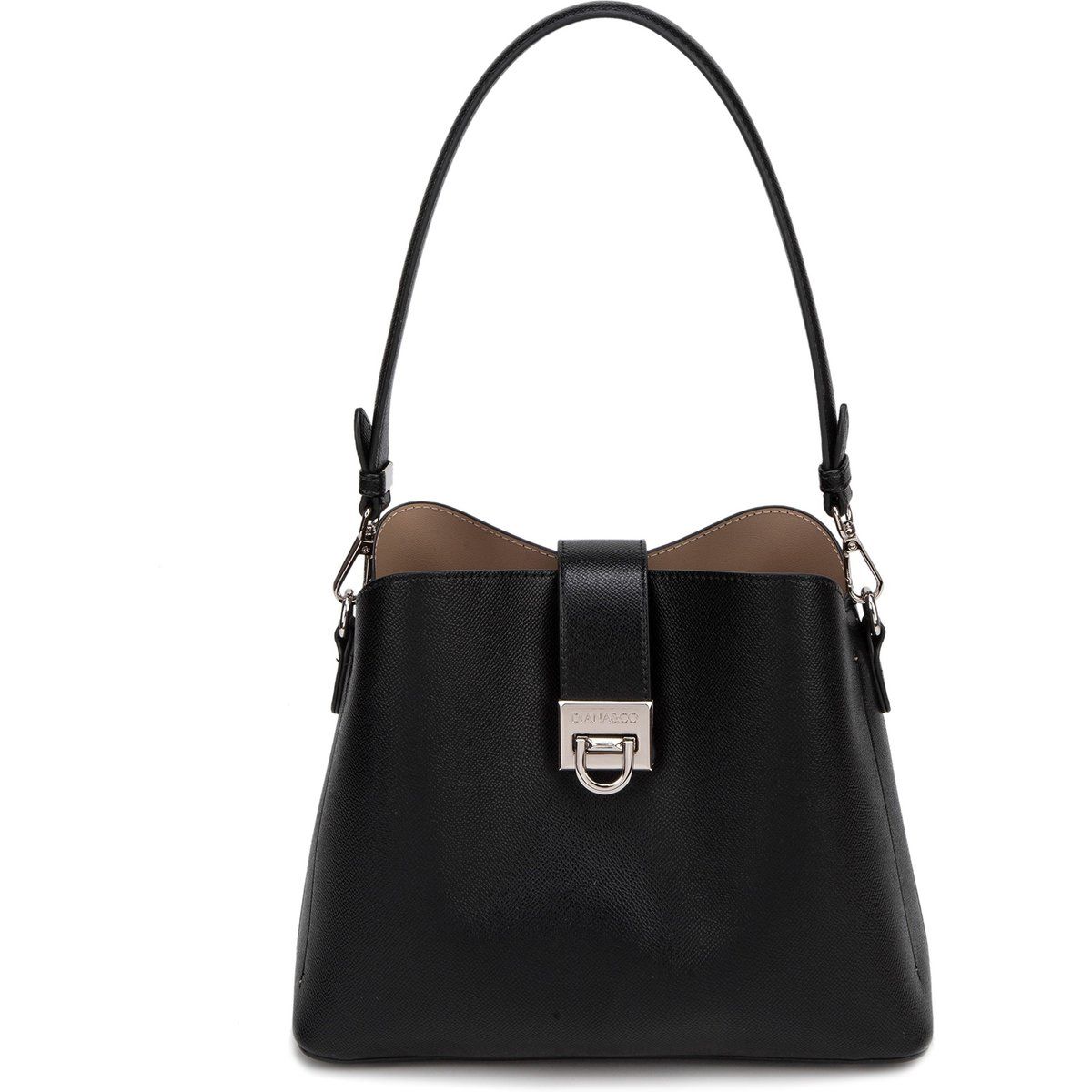 Elegante strukturierte Saffiano-Schultertasche