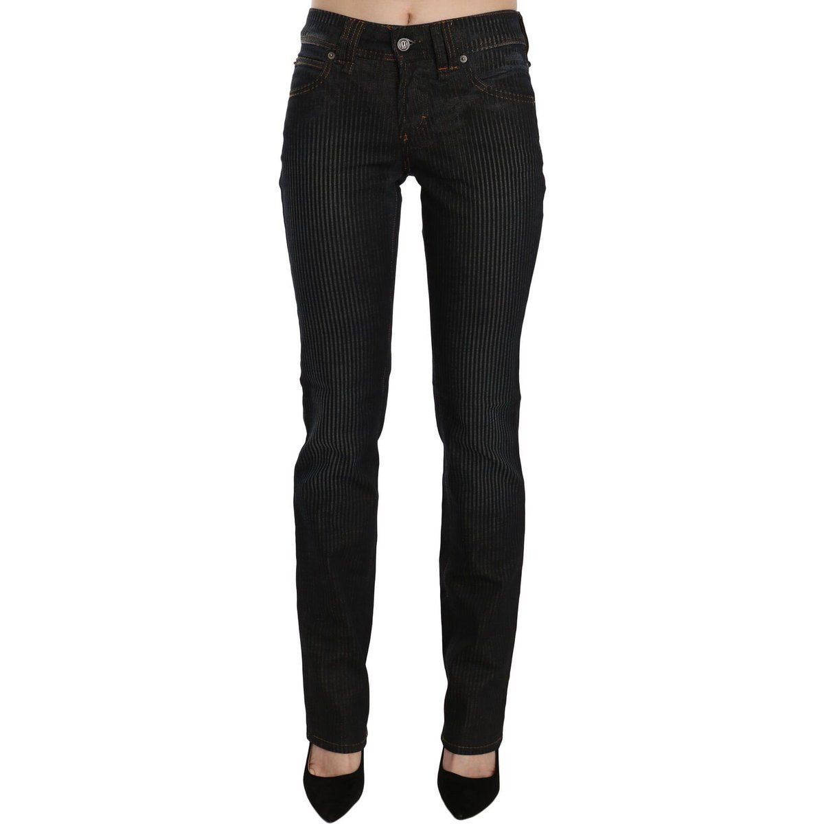 Taillierte Nadelstreifen-Denim mit geradem Bein