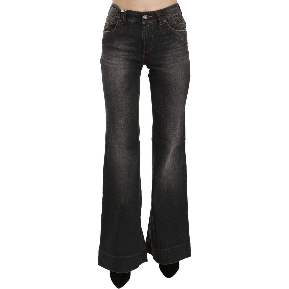 Hoch geschnittene Bootcut-Denim, Distressed