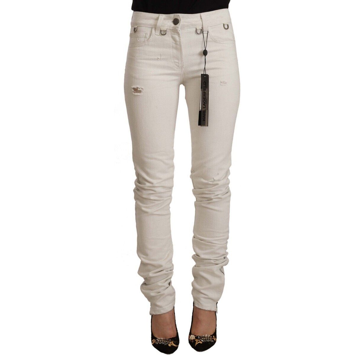 Zerrissene Skinny Jeans mit Raffungen