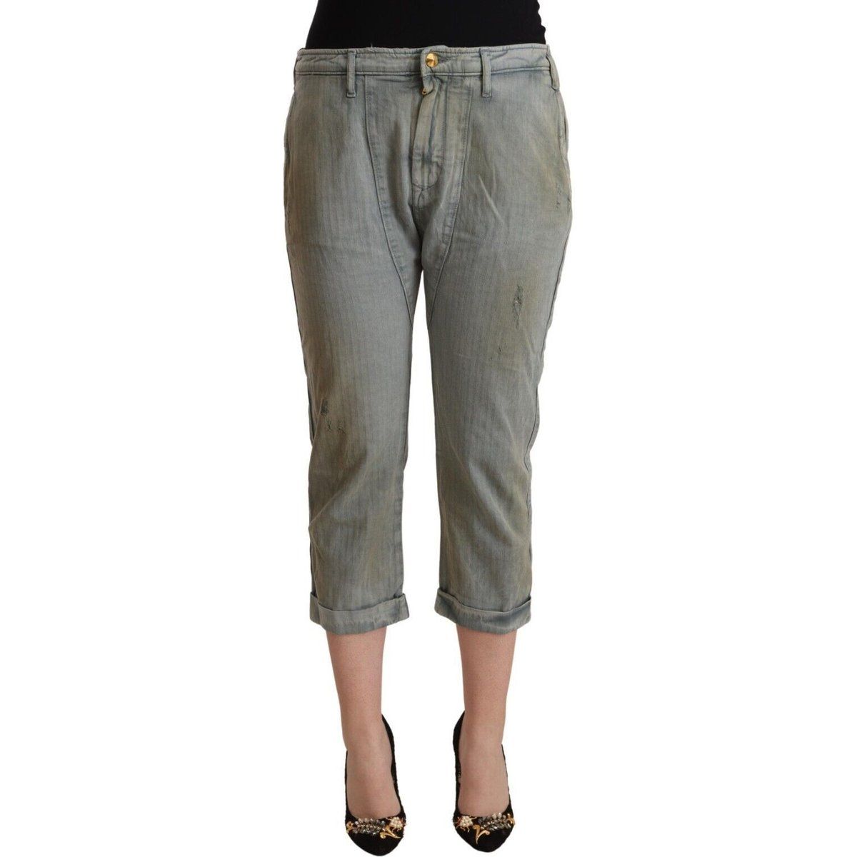 Lockere Caprihose im Distressed-Look