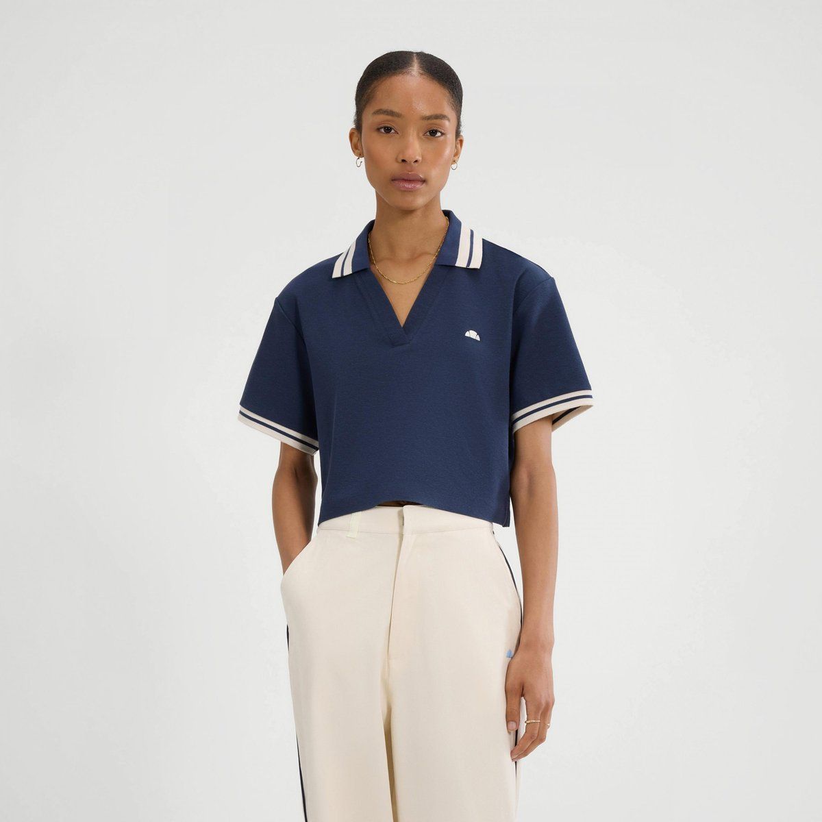 Kurzes V-Ausschnitt Poloshirt