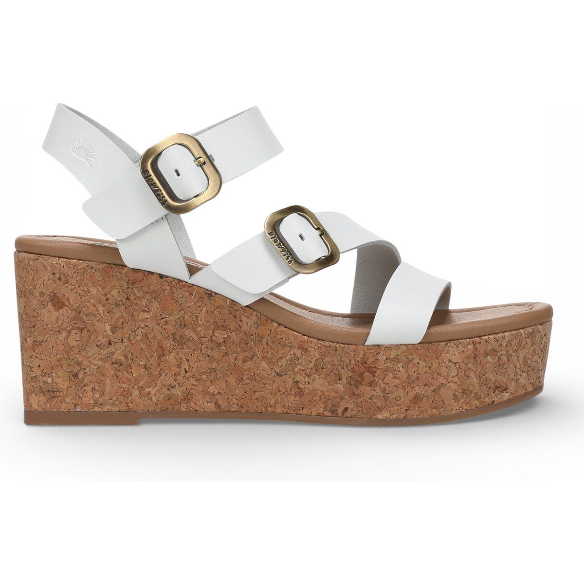 Asymmetrische Riemen-Keilsandalen in Kork-Optik
