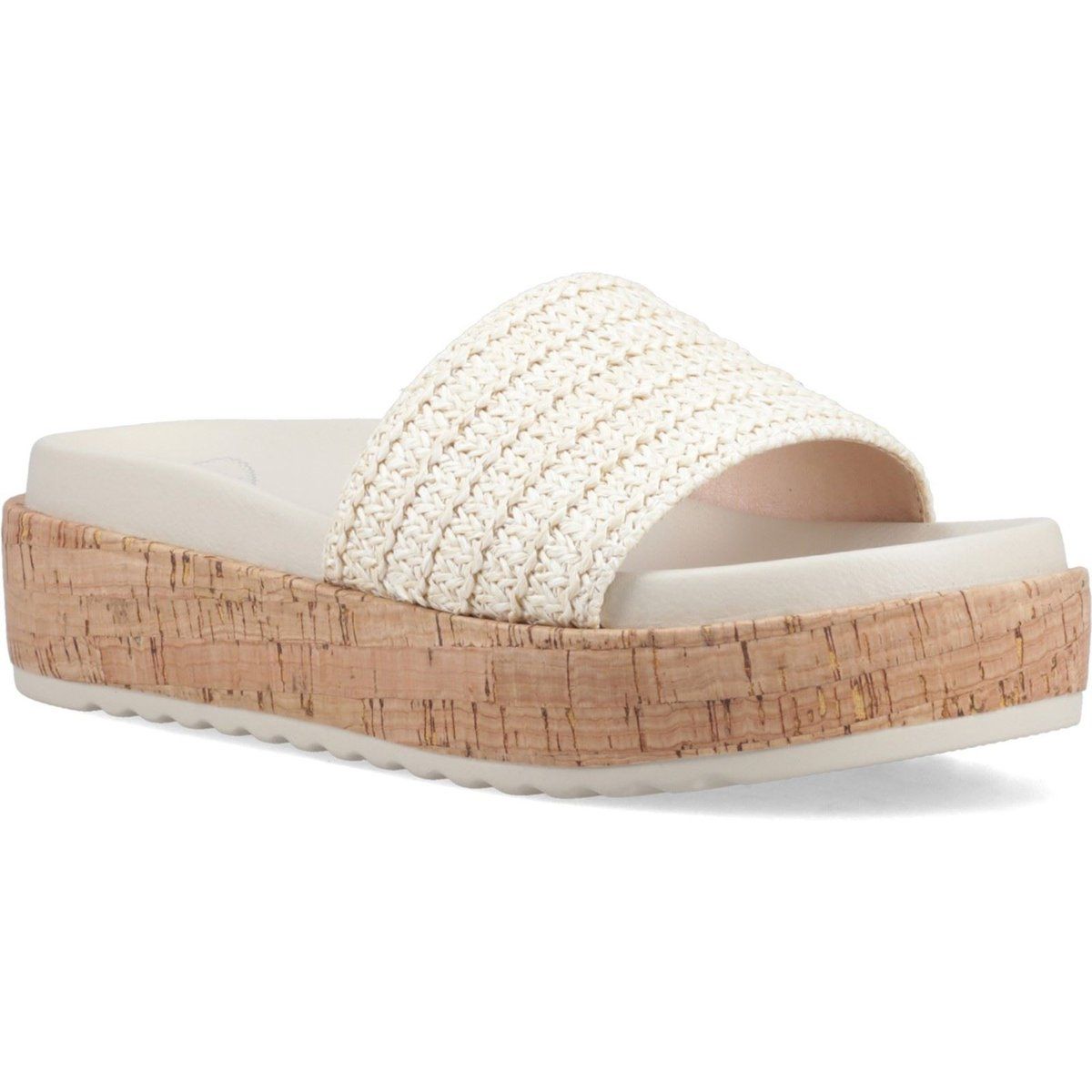 Plateau-Pantoletten mit Raffia-Gewebe