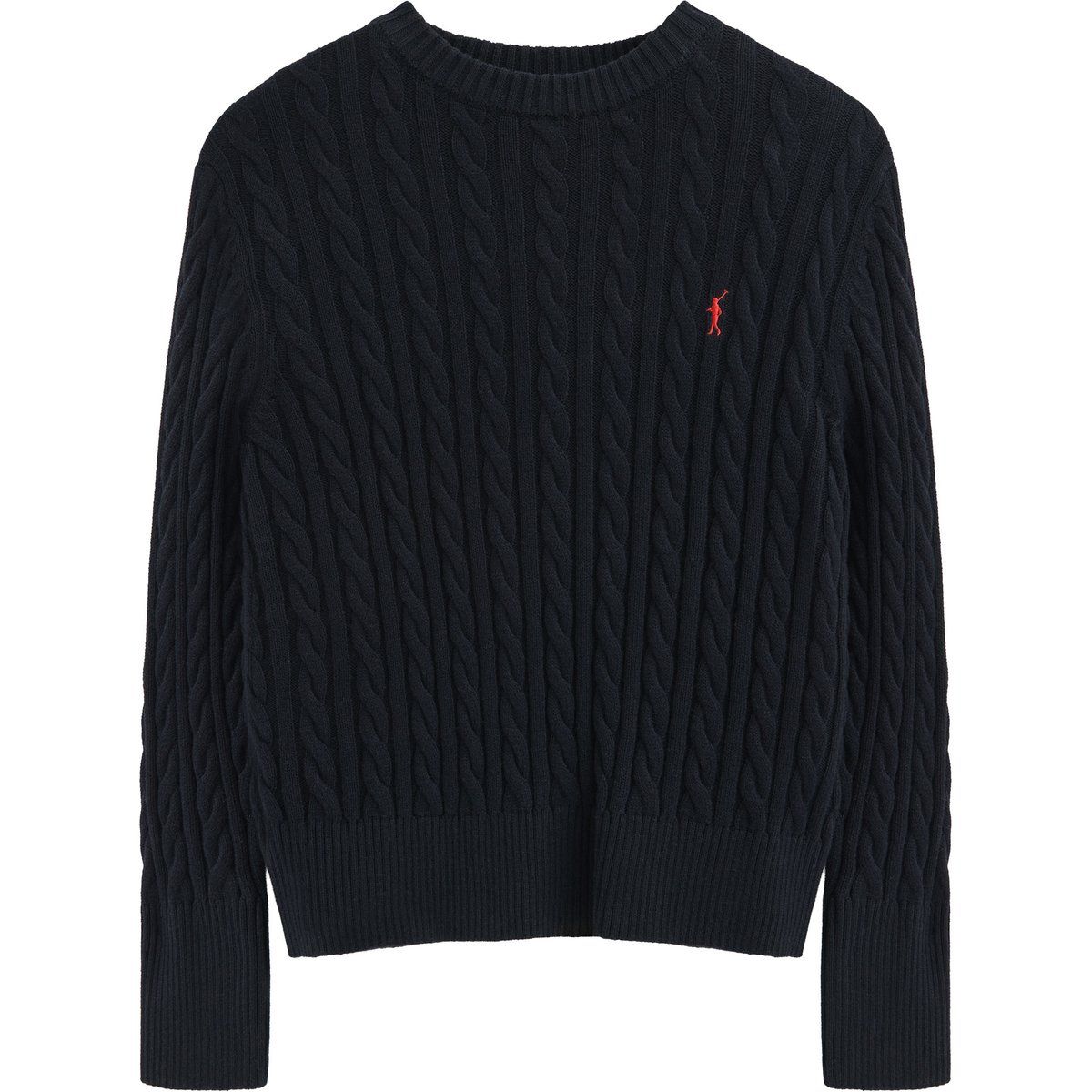 Zopfstrickpullover mit Rundhalsausschnitt aus Wollmischung