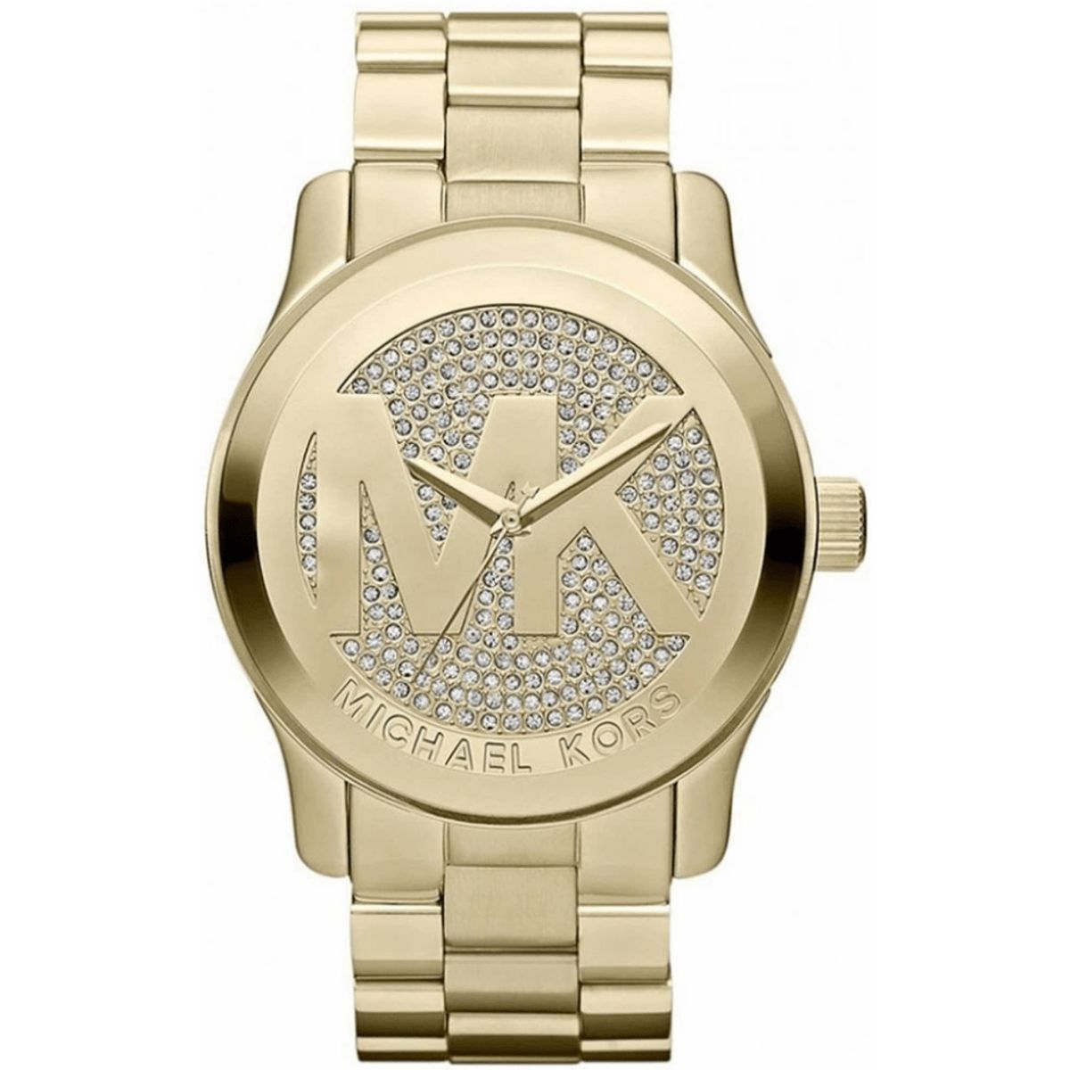 Uhr mit übergroßem Logo-Pavé