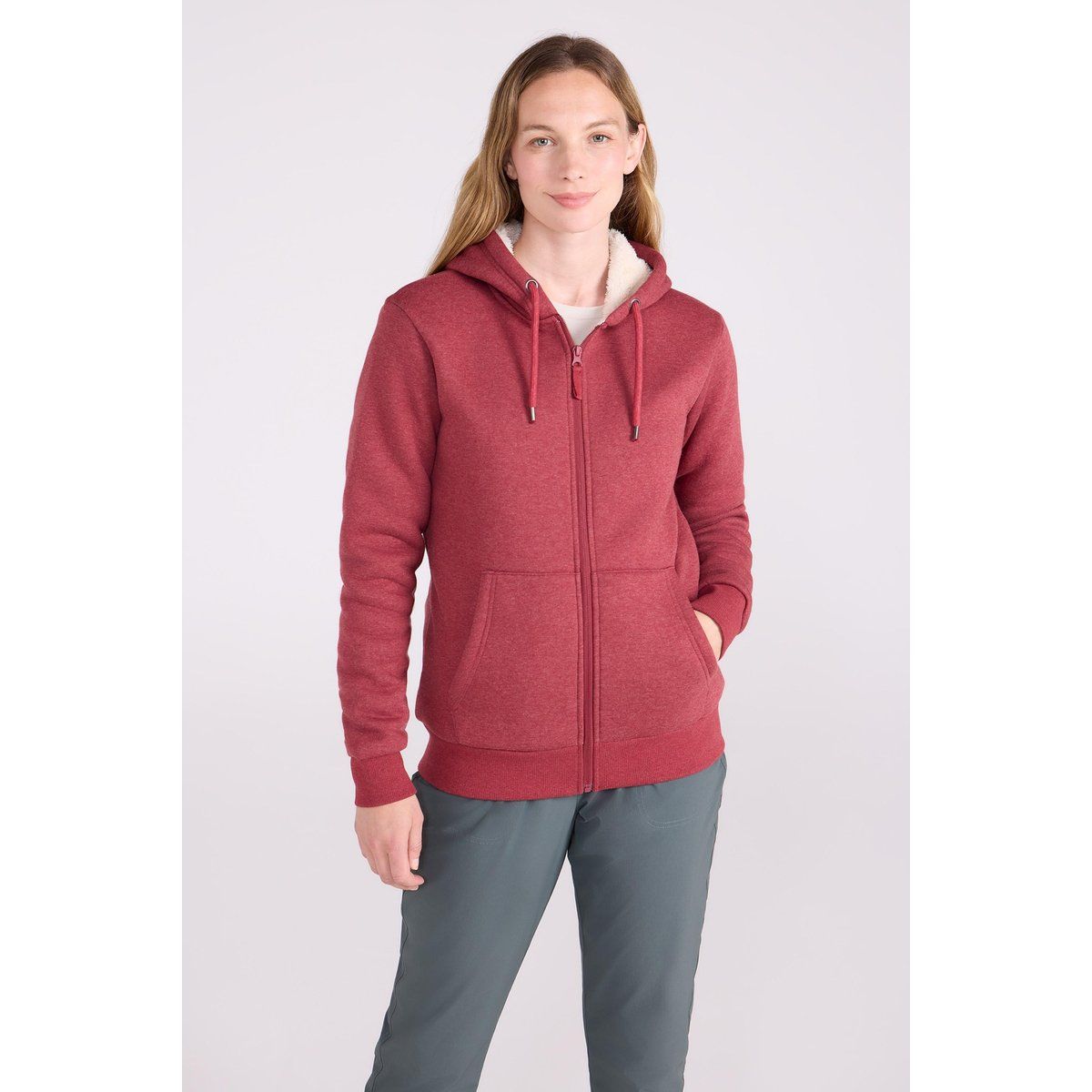 Sherpa-gefütterter Hoodie mit Reißverschluss