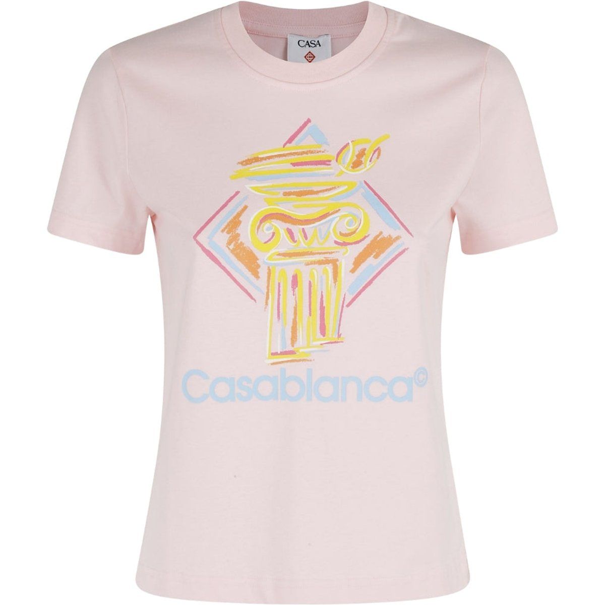 Baumwoll-T-Shirt mit Säulen-Grafikprint