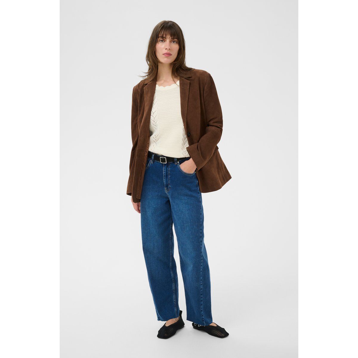 Gerader Blazer in Wildleder-Optik