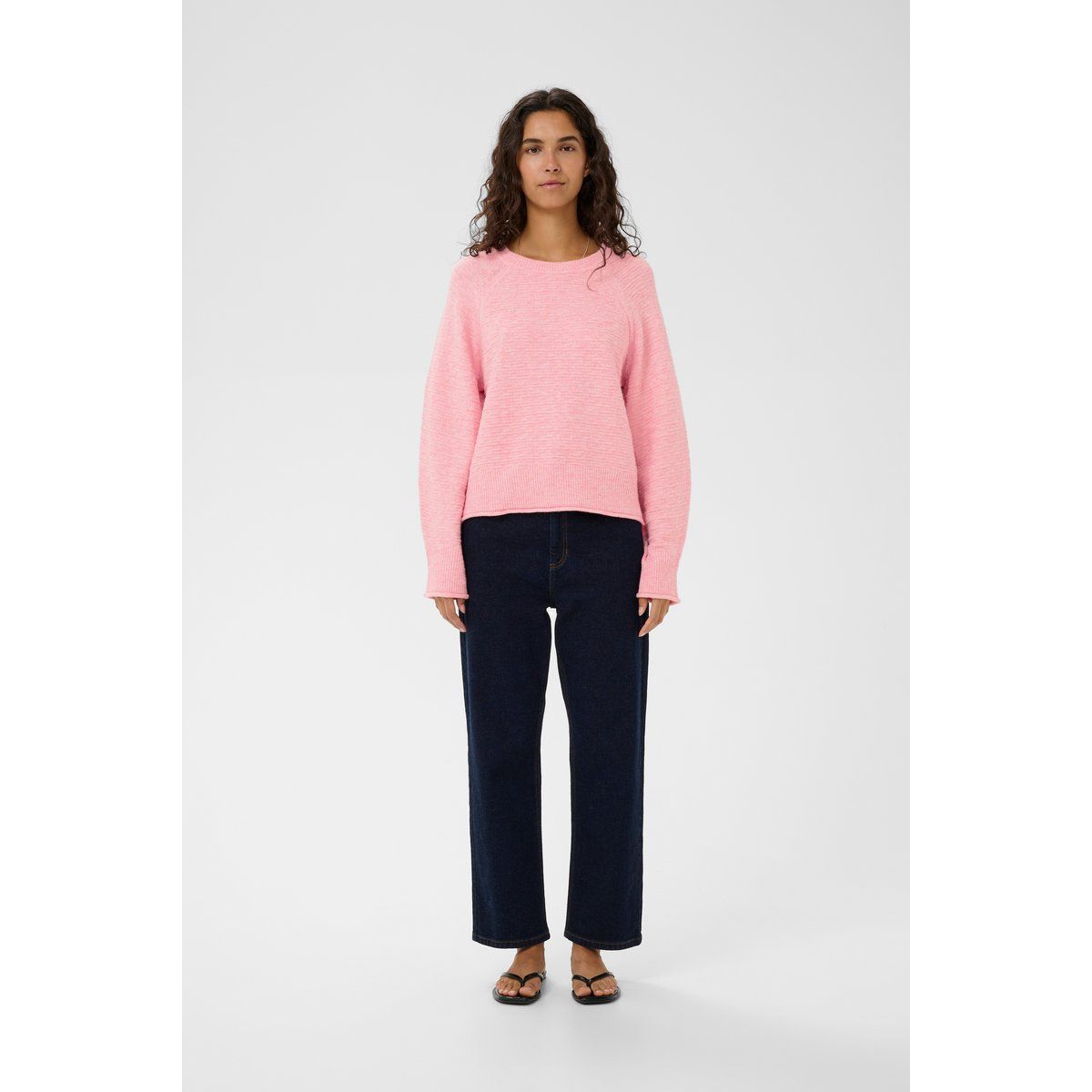 Weicher Strukturstrick-Pullover mit Raglanärmeln