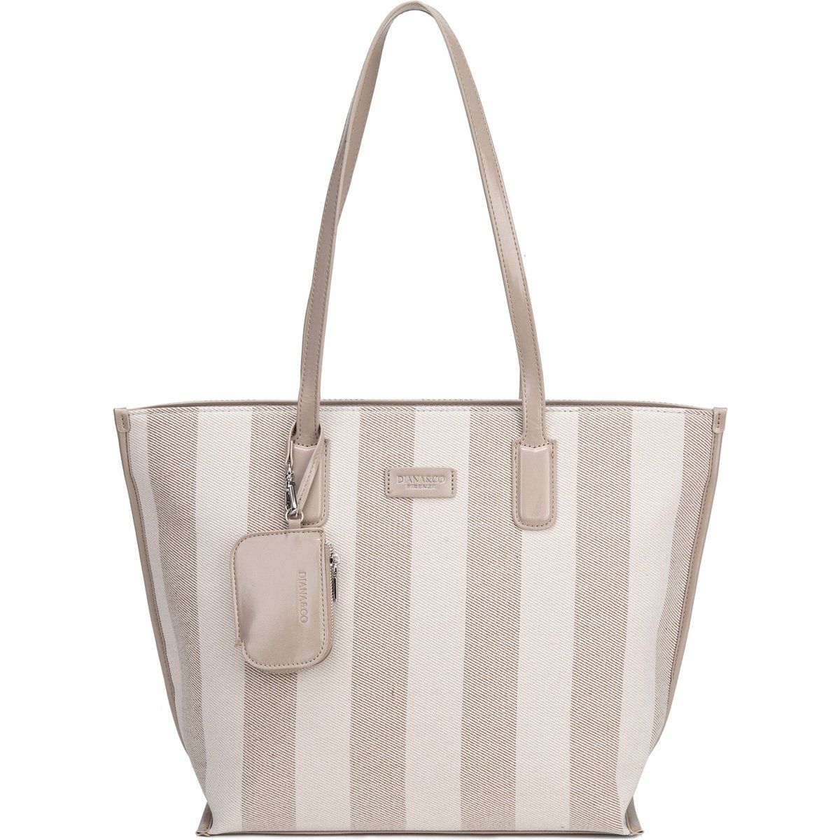 Gestreifter Canvas-Shopper mit Täschchen
