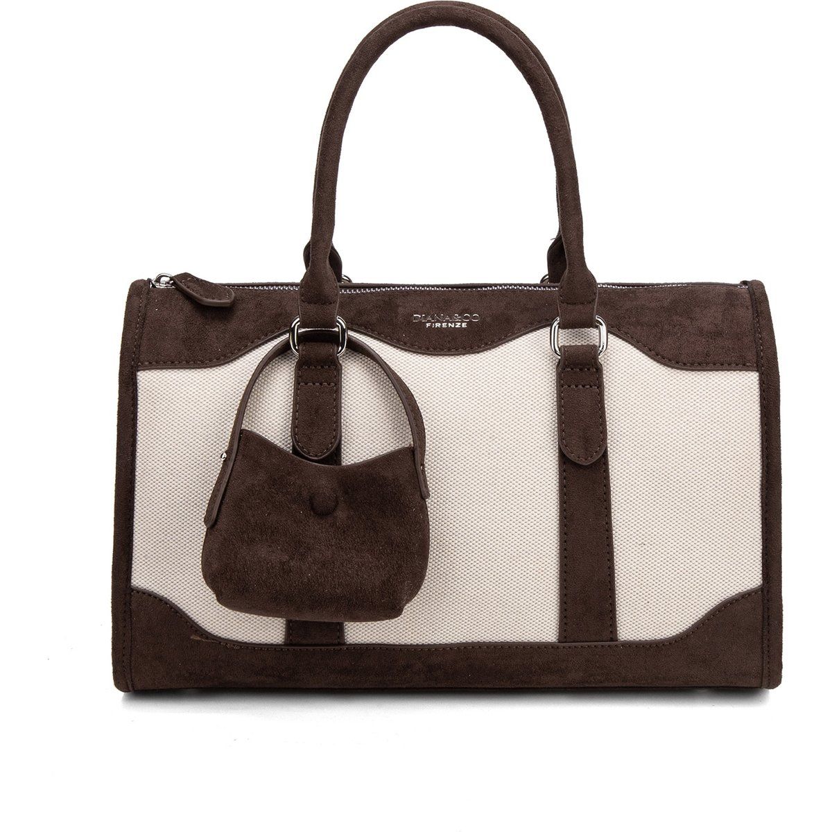 Strukturierte Henkeltasche mit Mini-Etui