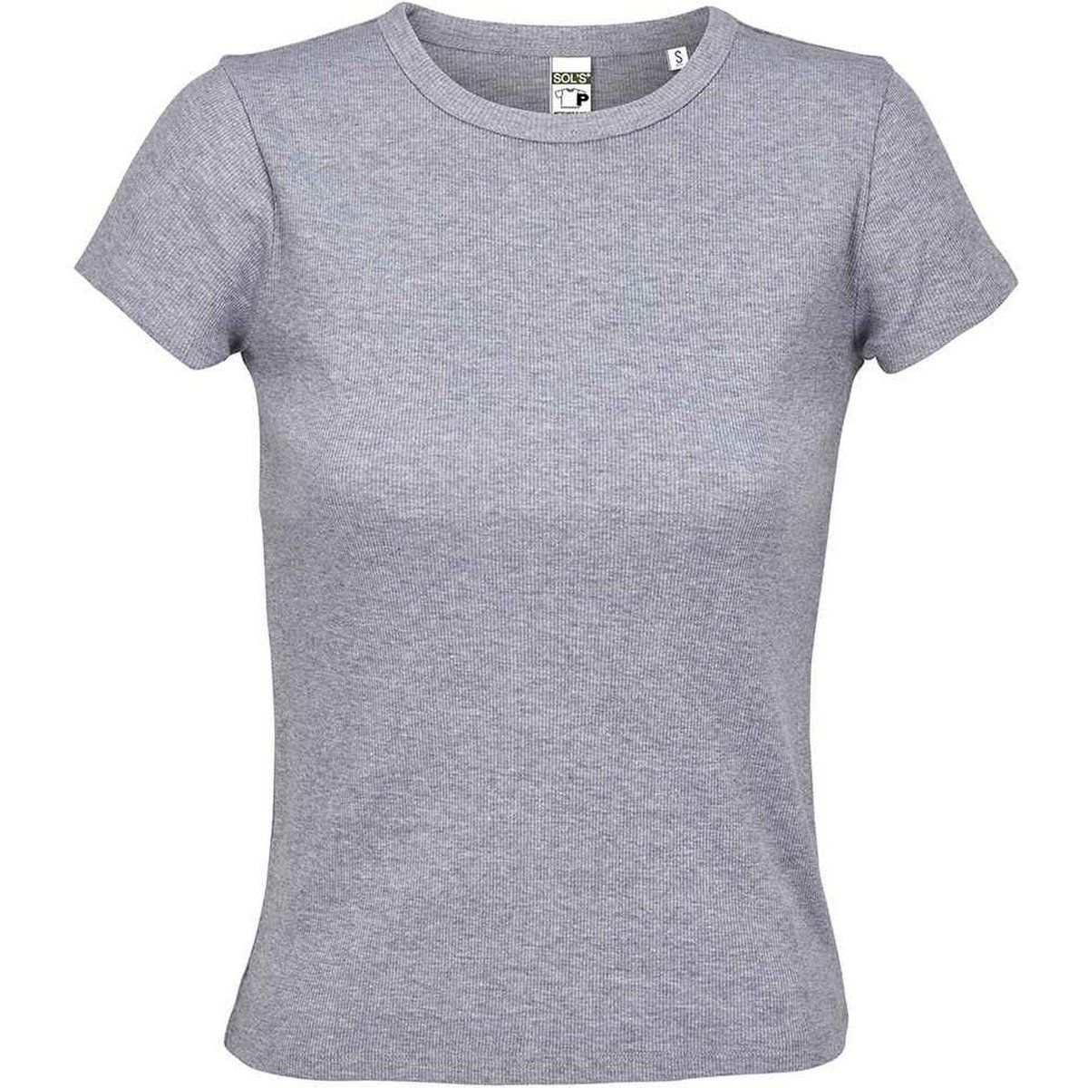 Eng anliegendes Rippenstrick-T-Shirt