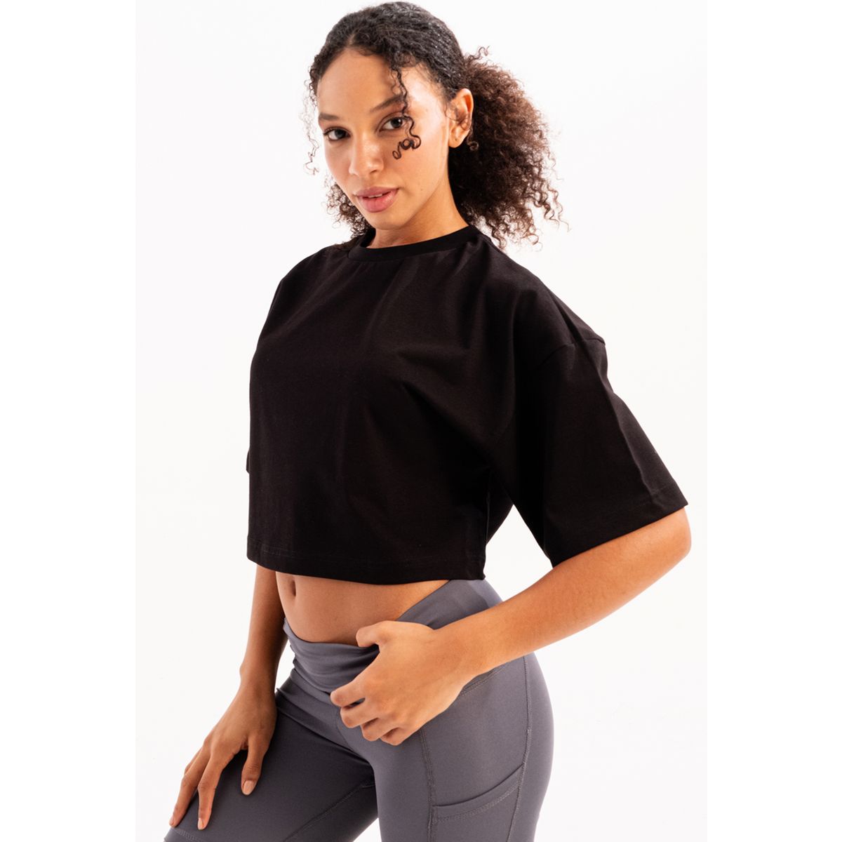 Lässiges Crop-Top mit Rundhalsausschnitt
