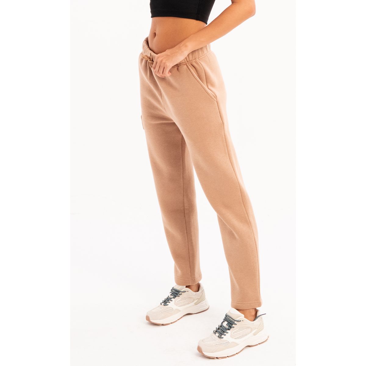 Bequeme hoch taillierte Fleece-Jogginghose