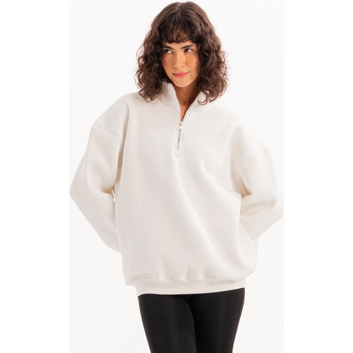 Oversize-Sweatshirt mit halbem Reißverschluss