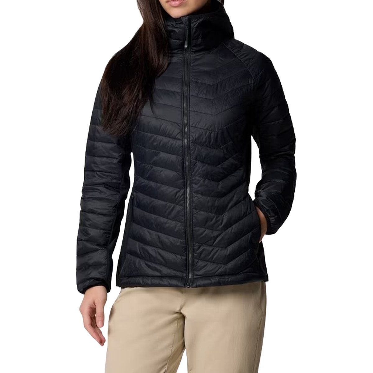 Hybride gesteppte Outdoorjacke mit Kapuze